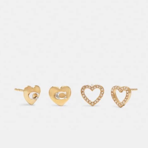Coach Heart Stud Earrings Set - Picture 1 of 4